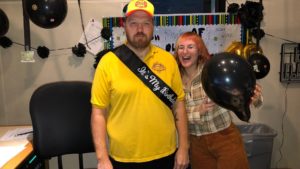 jason and emily on his bday in the studio