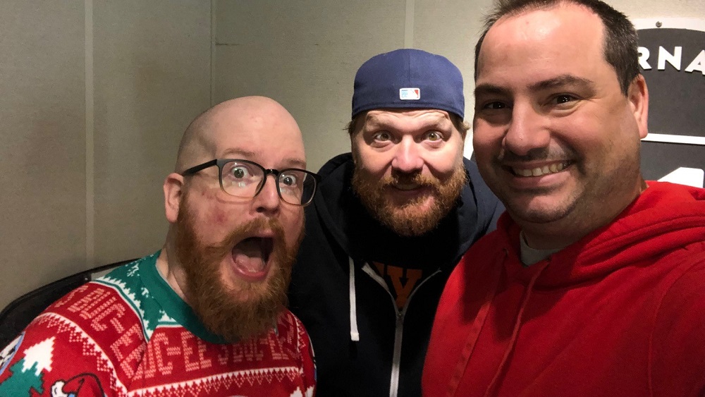 former producer alex with nick and jason in the studio