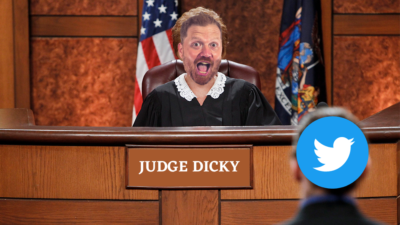 Jason photoshopped as judge judy yelling at twitter