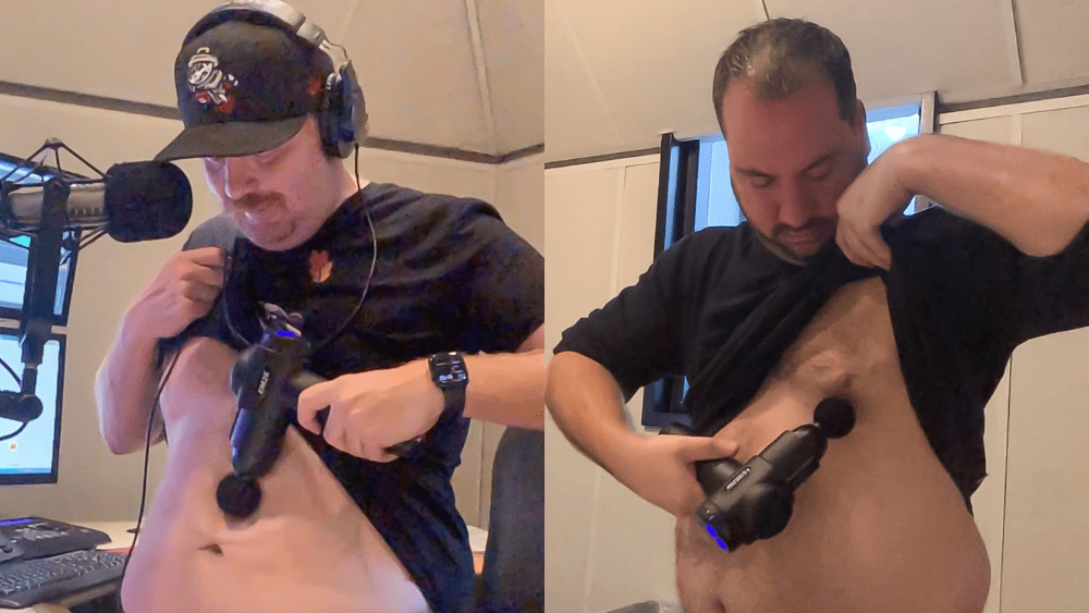 Jason and Nick testing out the massager