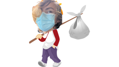 Bumblito photoshopped on a boy carrying a bindle