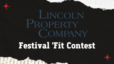 lincoln property company festival outfit contest on a black and white background