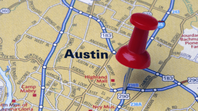 Austin TX Map with pin