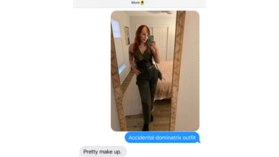 Text message of Emily's mom not liking her sexy outfit