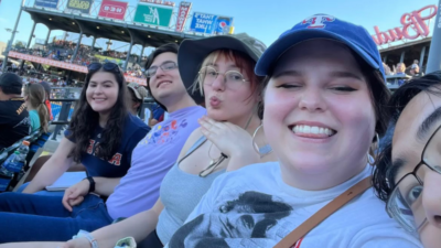 Selfie of Emily and her friends at the Round Rock Express game.