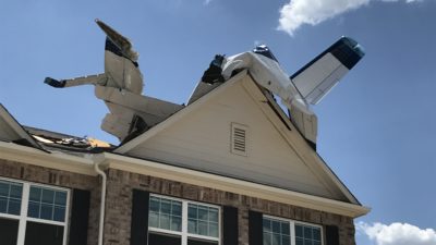 Picture of a plane crashed into a house in Georgetown.