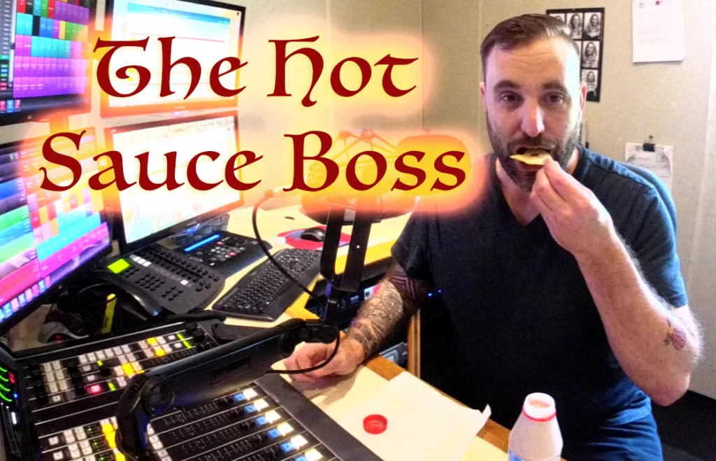 CJ Morgan eating hot sauce in studio