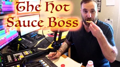 CJ Morgan eating hot sauce in studio