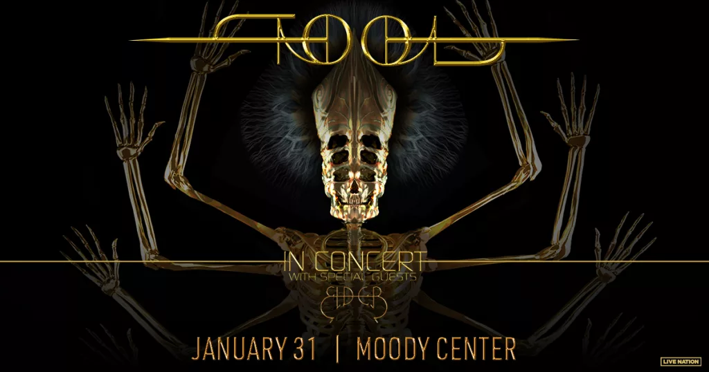 Tool concert poster at Moody Center on 1/31