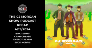 Header image reads "CJ Morgan Show Podcast Recap"