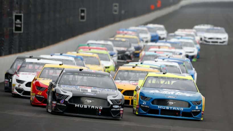 Kevin Harvick leading first lap of Brickyard