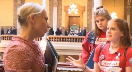 Noblesville students talking to Senator Victoria Spartz, a Republican from Noblesville