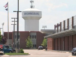 Brownsburg High School with water tower
