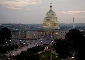 The US Capitol at night