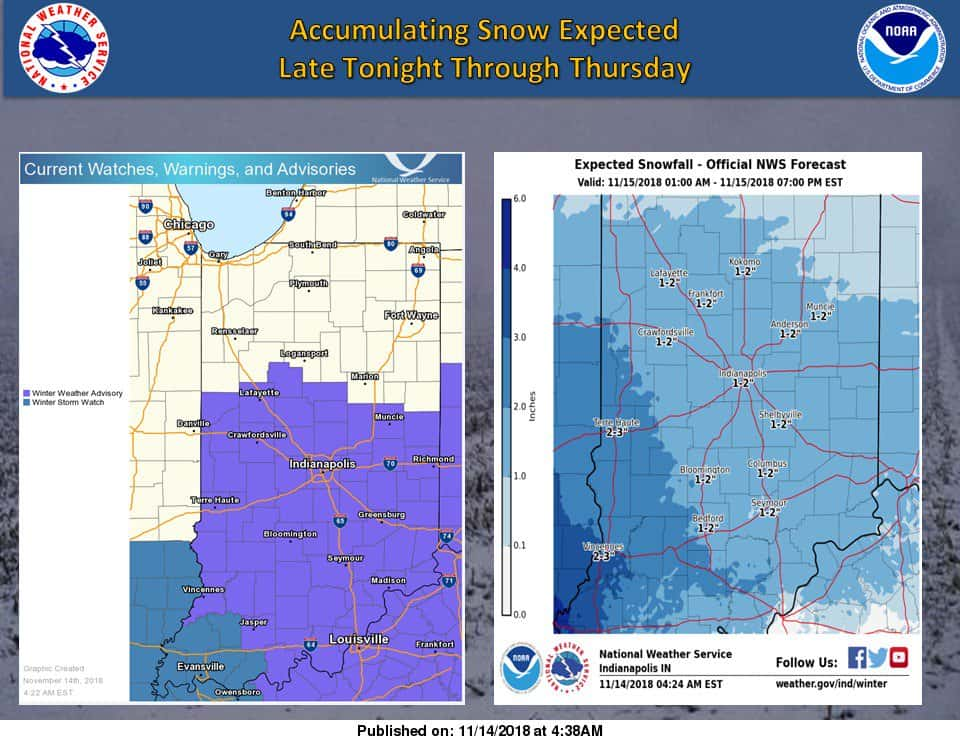 Winter Weather Advisory Thursday for All of Central Indiana 93.1FM WIBC