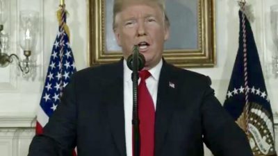 Pres. Trump delivers comments to media during weekly press conference.