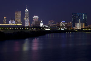 Indy skyline at night
