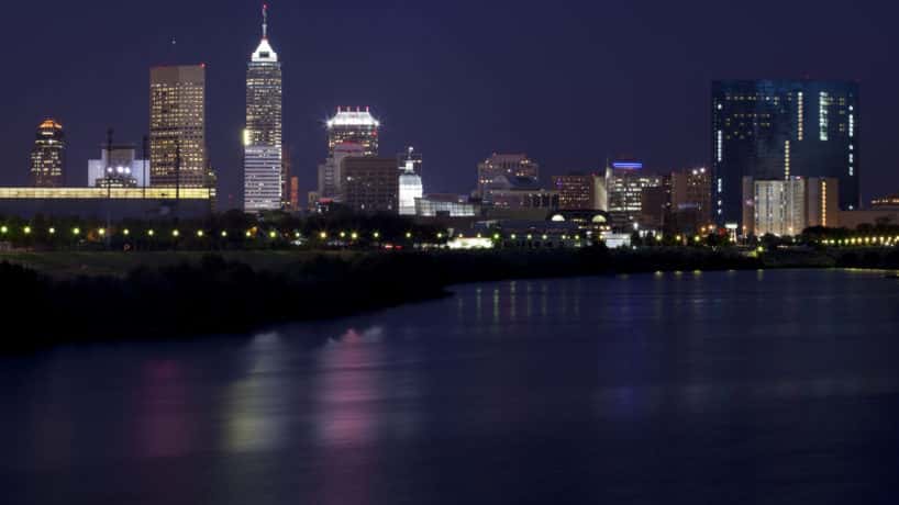 Indy skyline at night
