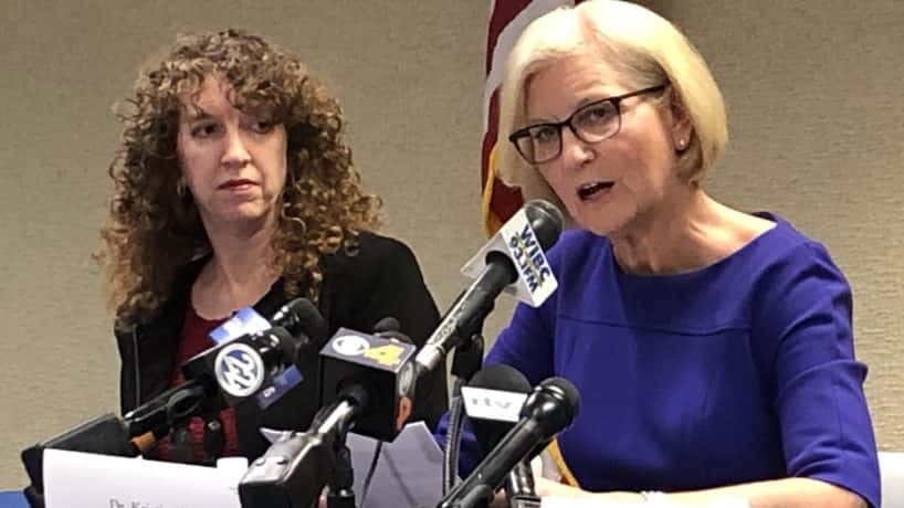 State health commissioner Kristina Box (right)