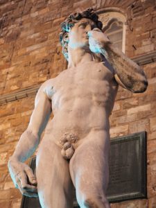 Michelangelo's David statue, Piazza della Signoria, Florence, Tuscany, Italy. (Photo by: Chapeaux Marc/AGF/Universal Images Group via Getty Images)