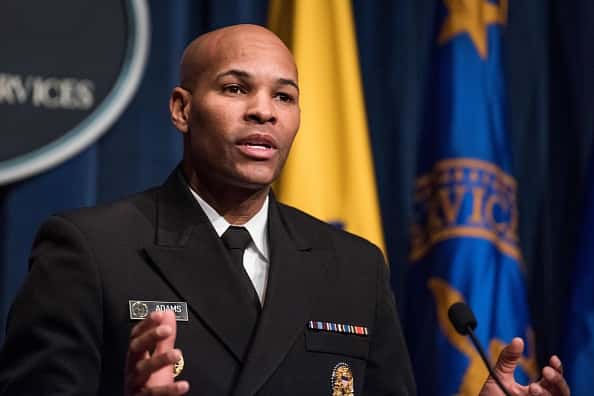 U.S. Surgeon General Jerome Adams speaking at a press conference