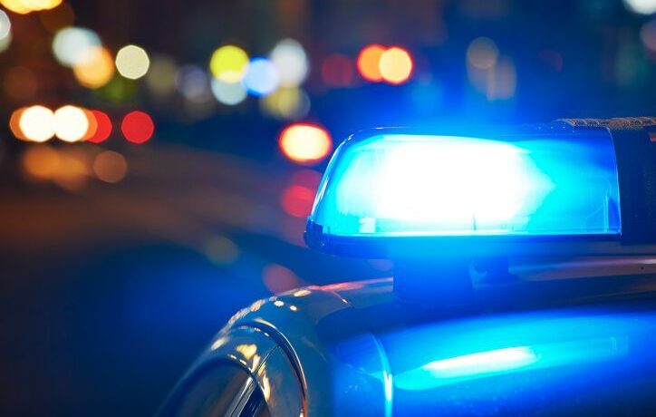 A photo of police lights that are blue