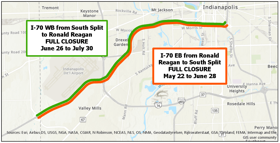 INDOT: I-70 to Close for Bridge Work in Indy | 93.1FM WIBC