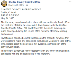 A statement from the Chaffee County Sheriff's Office
