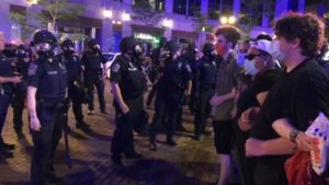 Police confront protesters in Indy