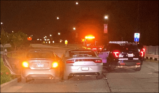 A photo of a three cars involved in a chase in Munster that led to a shooting