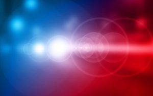 A photo of police lights that are blue and red