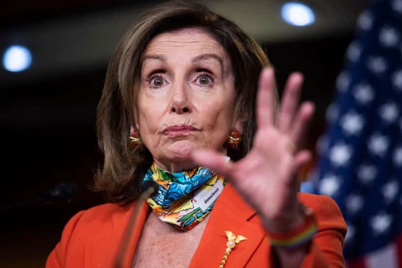 Speaker of the House Nancy Pelosi, D-Calif., conducts a news conference in the Capitol Visitor Center on Friday, June 26, 2020. (Photo By Tom Williams/CQ-Roll Call, Inc via Getty Images/POOL)