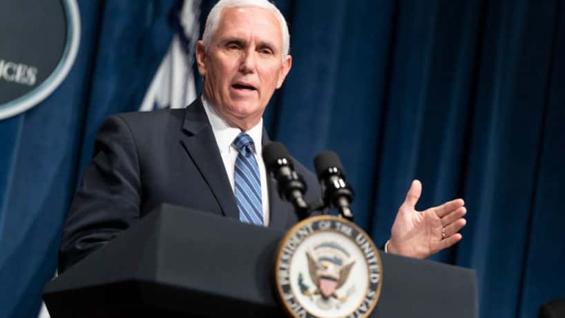Mike Pence speaking at a press briefing