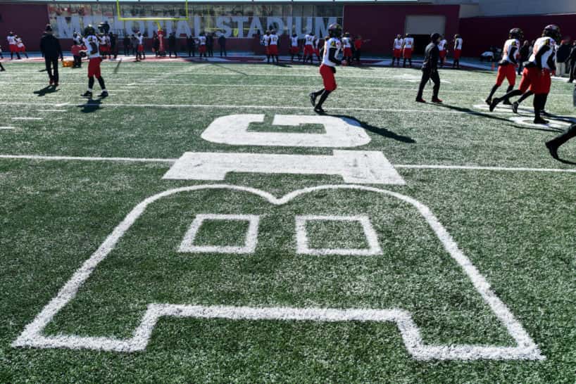 Big Ten logo on a football field