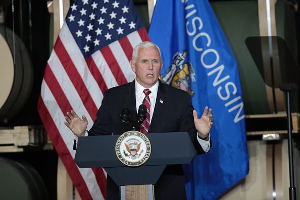 Mike Pence speaking at a rally in Wisconsin