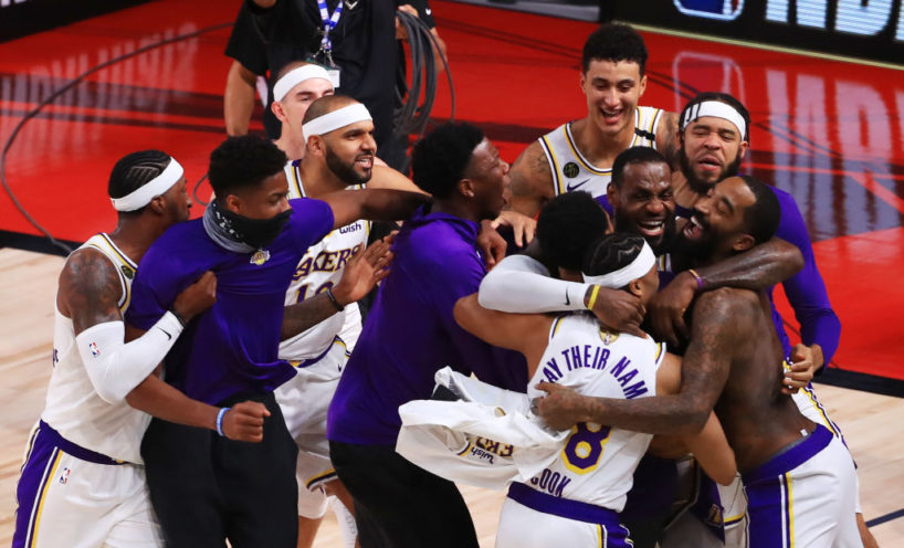 Lakers celebrating
