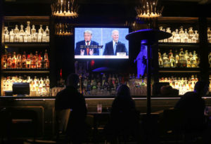 Debate watch party at a bar
