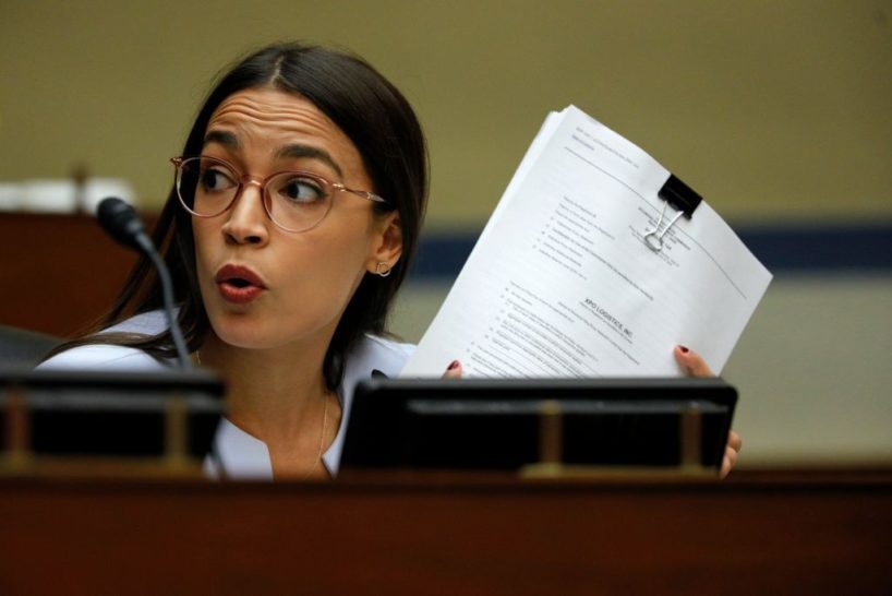 Rep. Alexandria Ocasio-Cortez (D-NY) asks a question as U.S. Postmaster General Louis DeJoy testifies at a House Oversight and Reform Committee hearing in the Rayburn House Office Building on August 24, 2020 on Capitol Hill in Washington, DC. The committee is holding a hearing on "Protecting the Timely Delivery of Mail, Medicine, and Mail-in Ballots." (Photo by Tom Brenner-Pool/Getty Images)