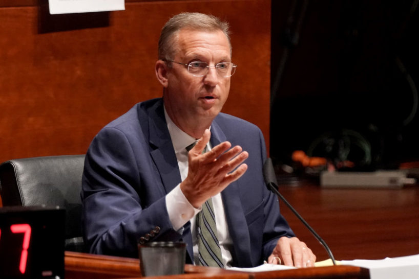 U.S. Rep. Doug Collins (R-GA) questions witnesses at a House Judiciary Committee hearing on police brutality and racial profiling on June 10, 2020 in Washington, DC. George Floyd died May 25 while in Minneapolis police custody, sparking worldwide protests. (Photo by Greg Nash-Pool/Getty Images)
