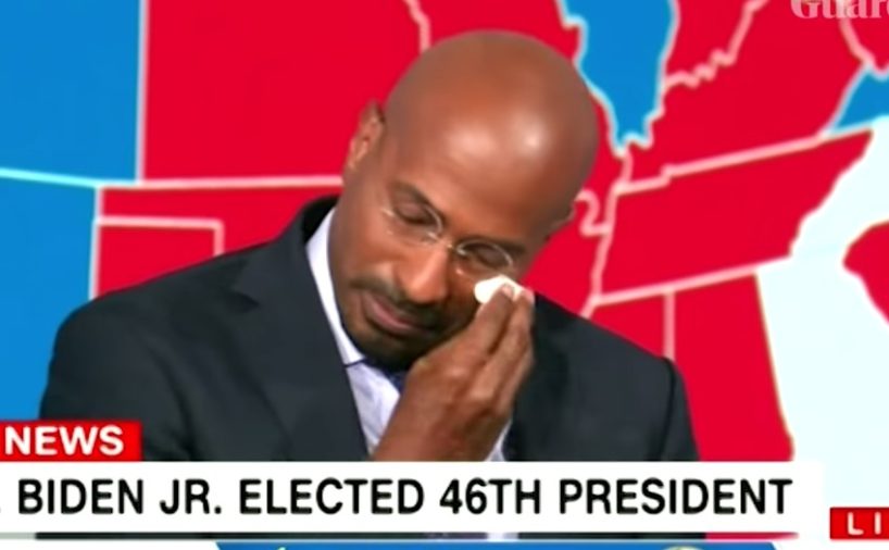 Van Jones from CNN weeps upon hearing the news of Biden's win.