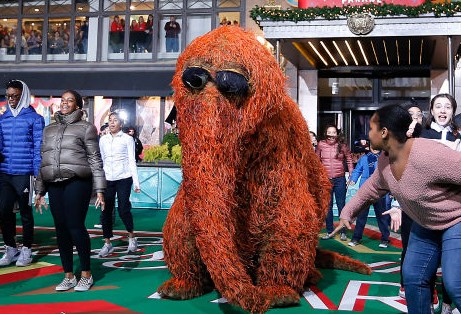 Mr. Snuffleupagus and the National Dance Institute during the 93rd Annual Macy's Thanksgiving Day Parade rehearsals at Macy's Herald Square on November 25, 2019 in New York City. (Photo by John Lamparski/Getty Images)