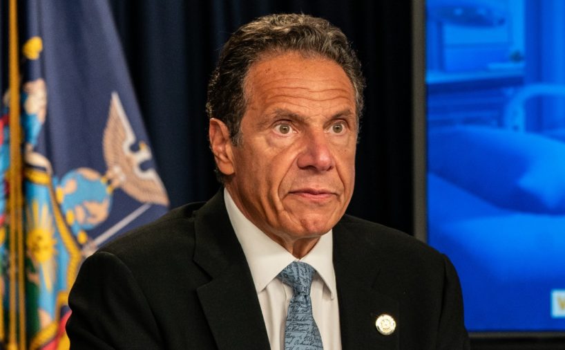 New York Gov. Andrew Cuomo speaks during the daily media briefing at the Office of the Governor of the State of New York on July 23, 2020 in New York City. The Governor said the state liquor authority has suspended 27 bar and restaurant alcohol licenses for violations of social distancing rules as public officials try to keep the coronavirus outbreak under control. (Photo by Jeenah Moon/Getty Images)