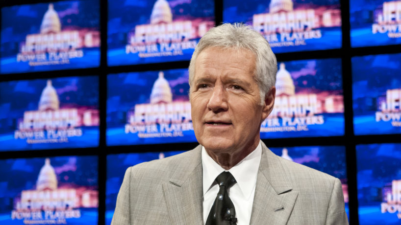 Alex Trebek speaks during a rehearsal before a taping of Jeopardy! Power Players Week at DAR Constitution Hall on April 21, 2012 in Washington, DC.
