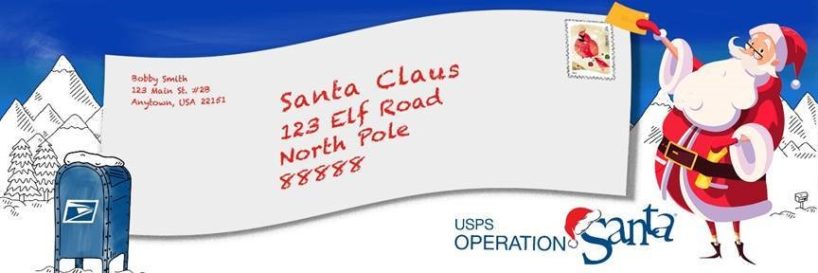 A graphic showing Santa's address.