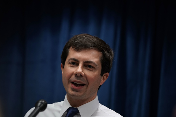 Pete Buttigeig speaks during a news conference January 23, 2019 in Washington, DC.