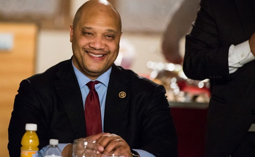 Congressman Andre Carson during a Dining and Discussion event at the Diyanet Center of America Fellowship Hall in Washington, USA on March 2, 2016. Representatives Ellison and Carson are the first Muslim Congressmen elected to office in the United States. (Photo by Samuel Corum/Anadolu Agency/Getty Images)