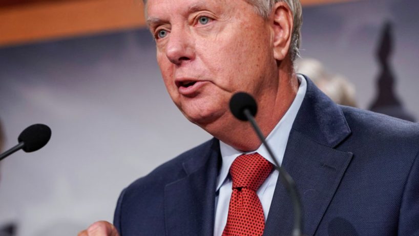 Senator Lindsey Graham (R-SC) speaks about his opposition to S. 1, the "For The People Act" on June 17, 2021 in Washington, DC. Republican are calling the proposed legislation, which is intended to expand voting rights and reform campaign finance, a federal take over of elections and unconstitutional. (Photo by Joshua Roberts/Getty Images)