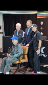 Robin Miller receives flying eagle trophy at IMS