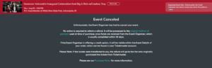 A screenshot from Live Nation's website saying the Big and Rich concert has been canceled