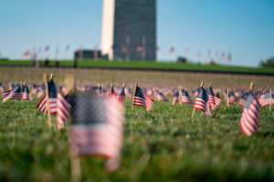 A memorial for people who have died as a result of of covid-19 is seen on the National Mall on September 22, 2020 in Washington, DC.